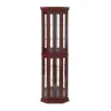 Corner Display Curio Cabinet With Tempered Glass Shelves, Mirrored Back And Built-In Lighting, 69.75H x 21.5W x 16D