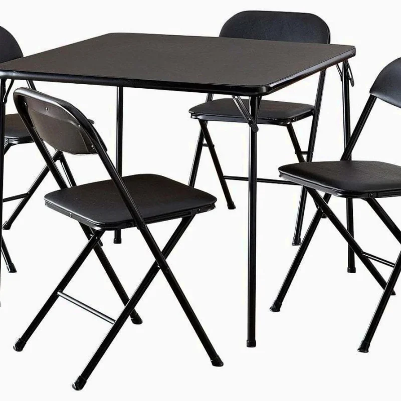 Cosco 5-Piece Folding Card Table Set, Black - Vinyl Seats - 37523BLK1W