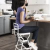 COSCO Stylaire Retro Chair And Step Stool With Flip-Up Seat - White, One Pack