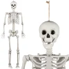 Costway 5.4 FT Halloween Skeleton Decoration Life Size Large Skeleton with Posable Joints 64.5 Inches Ivory White