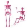 Costway 5.5 FT Poseable Halloween Skeleton Life-Size Decoration with Movable Joints Pink