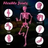 Costway 5.5 FT Poseable Halloween Skeleton Life-Size Decoration with Movable Joints Pink
