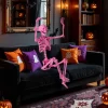 Costway 5.5 FT Poseable Halloween Skeleton Life-Size Decoration with Movable Joints Pink