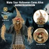 Costway 7 FT Halloween Decoration Animated Standing Scarecrow Light-up Eyes Poseable Arm