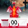 Costway 8 FT Halloween Inflatable Red Dragon with Wings & Skull Holiday Decoration Light