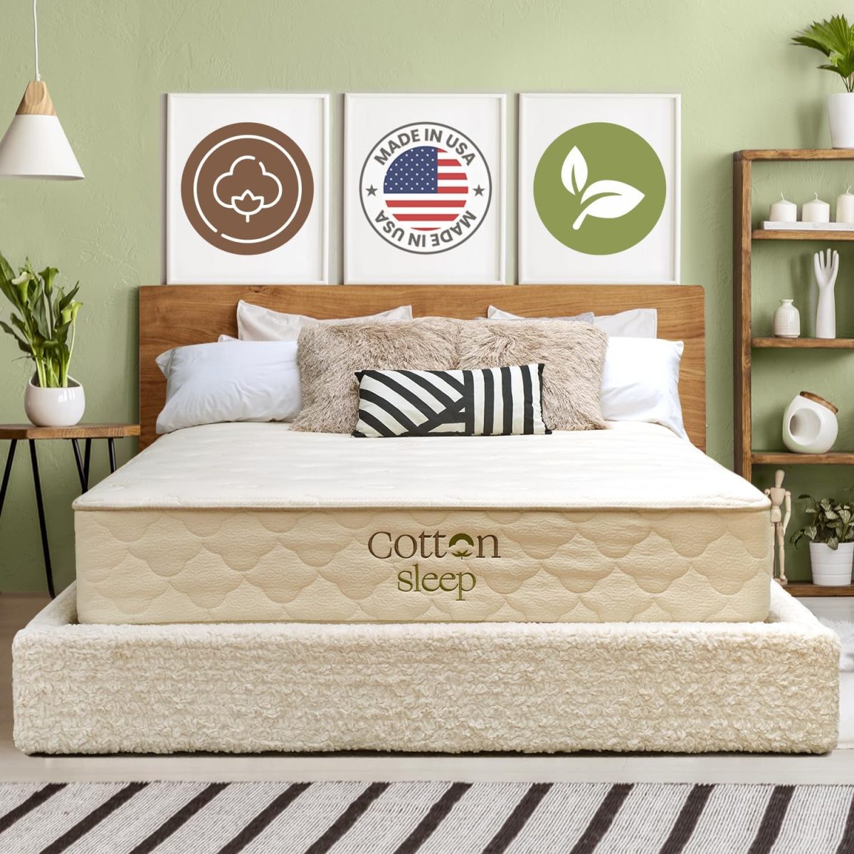 CottonSleep Hybrid Mattress, King, 11 in, Medium Soft - Organic Cotton, Wool, And GOTS Latex