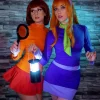 Couples Halloween Costumes for Women Velma Cosplay Outfit Orange Velma Costume with Mini Skater Skirt