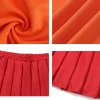 Couples Halloween Costumes for Women Velma Cosplay Outfit Orange Velma Costume with Mini Skater Skirt