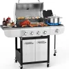 COWSAR 4-Burner Propane Gas Grill With Stainless Steel Burners, 44,000 BTU - 50.79in D x 21.65in W x 46.06in H