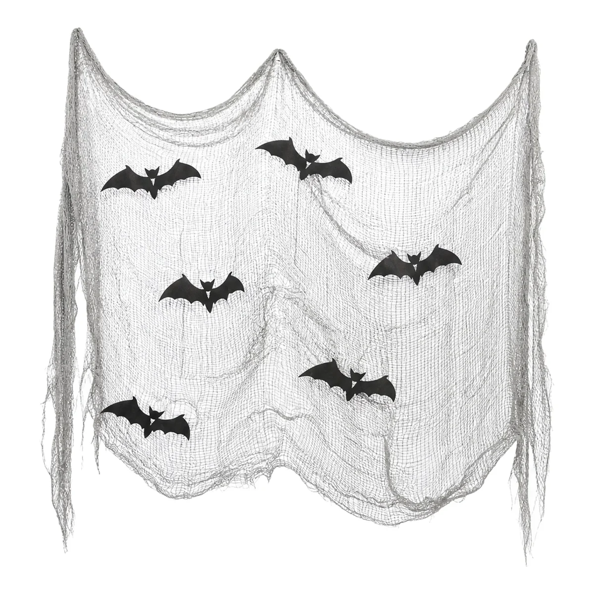 Creepy Gauze Fabric with Bats, Gray, 29.5" x 118", Halloween by Way To Celebrate