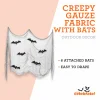 Creepy Gauze Fabric with Bats, Gray, 29.5" x 118", Halloween by Way To Celebrate