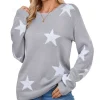 Crewneck Sweaters for Women Trendy Star Sweater Casual Pullover Sweaters Fall Lightweight Womens Sweaters Shermie