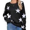 Crewneck Sweaters for Women Trendy Star Sweater Casual Pullover Sweaters Fall Lightweight Womens Sweaters Shermie