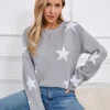 Crewneck Sweaters for Women Trendy Star Sweater Casual Pullover Sweaters Fall Lightweight Womens Sweaters Shermie