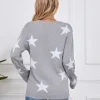 Crewneck Sweaters for Women Trendy Star Sweater Casual Pullover Sweaters Fall Lightweight Womens Sweaters Shermie