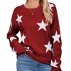 Crewneck Sweaters for Women Trendy Star Sweater Casual Pullover Sweaters Fall Lightweight Womens Sweaters Shermie