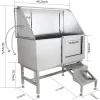 Cuisinaid 50-Inch Stainless Steel Dog Grooming Tub With Ramp, Faucet And Drain Kit