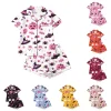 CUZIBR Girls Halloween Pajamas Sets Soft Comfortable Ghost Pumpkin Lapel Button Short Sleeve Shirt Elastic Waist Shorts