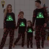 DAKIMOE Halloween Pajamas Family Matching Glow In The Dark Halloween Print Long Sleeve PJs Set Outfits 2 Pieces Cotton L