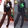 DAKIMOE Halloween Pajamas Family Matching Glow In The Dark Halloween Print Long Sleeve PJs Set Outfits 2 Pieces Cotton L