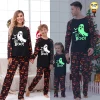 DAKIMOE Halloween Pajamas Family Matching Glow In The Dark Halloween Print Long Sleeve PJs Set Outfits 2 Pieces Cotton L