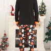 DAKIMOE Halloween Pajamas Family Matching Set Holiday Print Long Sleeve Jammies Loungewear PJs Set Sleepwear Adult Kids