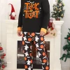 DAKIMOE Halloween Pajamas Family Matching Set Holiday Print Long Sleeve Jammies Loungewear PJs Set Sleepwear Adult Kids