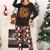 DAKIMOE Halloween Pajamas Family Matching Set Holiday Print Long Sleeve Jammies Loungewear PJs Set Sleepwear Adult Kids