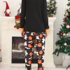 DAKIMOE Halloween Pajamas Family Matching Set Holiday Print Long Sleeve Jammies Loungewear PJs Set Sleepwear Adult Kids