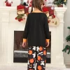 DAKIMOE Halloween Pajamas Family Matching Set Holiday Print Long Sleeve Jammies Loungewear PJs Set Sleepwear Adult Kids