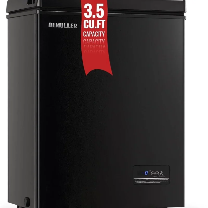 DEMULLER Chest Freezer 5.0 Cubic Feet, Black, 2 Stainless Steel Storage Baskets