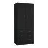 Devali Blue Double-Door Armoire Wardrobe Cabinet With Hanging Rod And Three Drawers - 19-Inch Wide