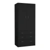 Devali Blue Double-Door Armoire Wardrobe Cabinet With Hanging Rod And Three Drawers - 19-Inch Wide