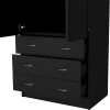 Devali Blue Double-Door Armoire Wardrobe Cabinet With Hanging Rod And Three Drawers - 19-Inch Wide