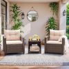 Devoko 3-Piece PE Rattan Patio Furniture Set With 2 Outdoor Chairs And Table, Brown - 26.8 x 25.2 x 29.5 inches