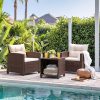 Devoko 3-Piece PE Rattan Patio Furniture Set With 2 Outdoor Chairs And Table, Brown - 26.8 x 25.2 x 29.5 inches