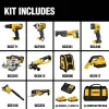 DEWALT 20V MAX 10-Tool Combo Kit With Batteries And Charger - DCD771 DCF885 DCE100 DCL040 DCR006 DCS355B DCG412B DCS393B