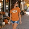 DEXIO Halloween Pumpkin Season Shirts for Women Graphic T-Shirts Fall Casual Short Sleeve Tops Orange XXL