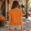 DEXIO Halloween Pumpkin Season Shirts for Women Graphic T-Shirts Fall Casual Short Sleeve Tops Orange XXL