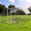 Dextrus Metal Chicken Coop With Waterproof Cover And Wire Mesh, 13.1 x 9.8 x 6.4 ft