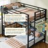 DICTAC Twin XL Over Twin Metal Bunk Bed With L-Shaped Desk, 5 Drawers, 2 Shelves, LED Lights And Charging Station - Blac