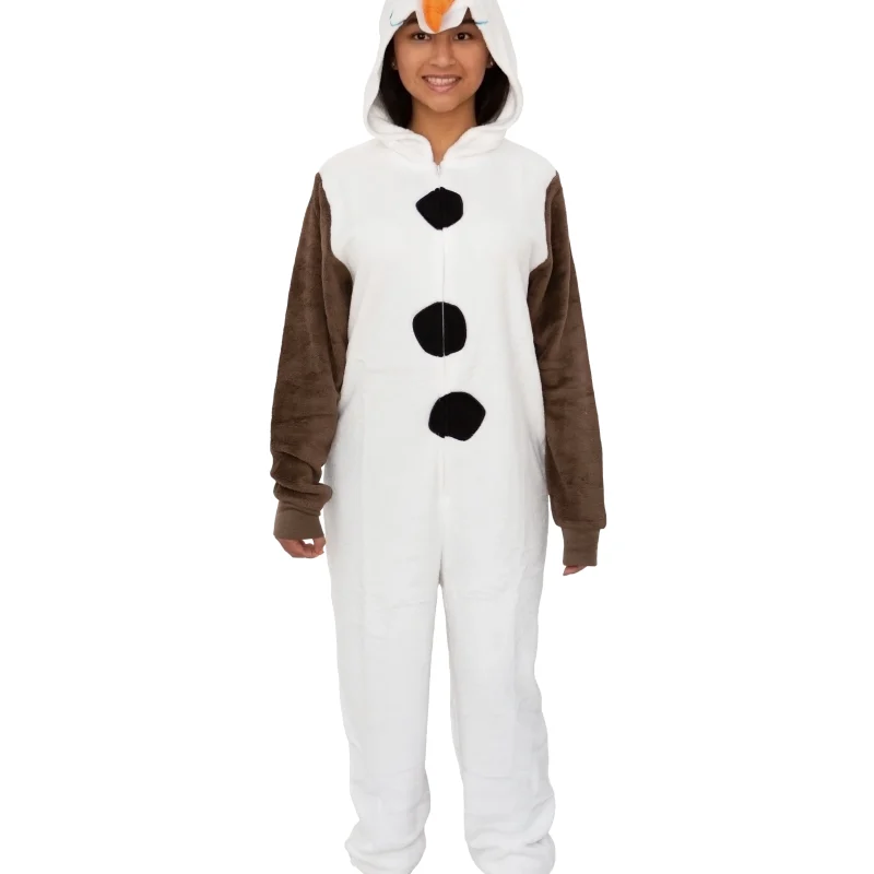 Disney Frozen Olaf Adult Cosplay Costume Plush Pajama One-Piece Union Suit