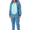 Disney Lilo And Stitch Adult Unisex Stitch Costume Sherpa Fleece One Piece Pajama Union Suit