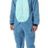 Disney Lilo And Stitch Adult Unisex Stitch Costume Sherpa Fleece One Piece Pajama Union Suit