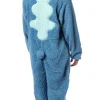 Disney Lilo And Stitch Adult Unisex Stitch Costume Sherpa Fleece One Piece Pajama Union Suit