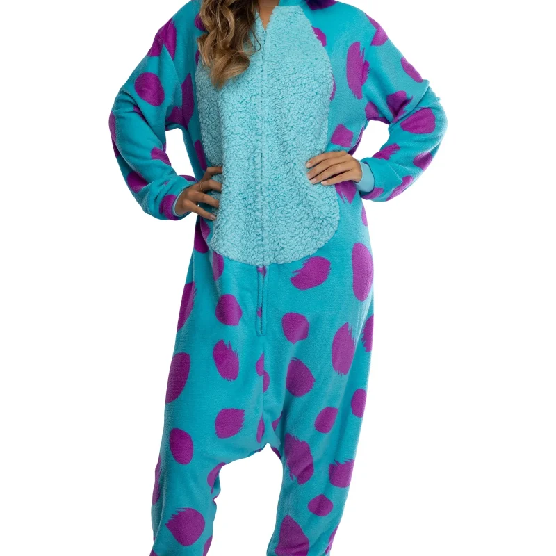 Disney Monsters Inc. Adult Sulley Kigurumi Sherpa Fleece Cosplay Costume One Piece Union Suit