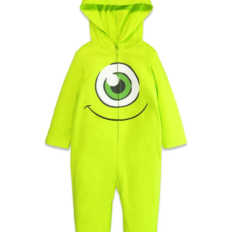 Disney Monsters Inc. Toddler Boy or Girl Cosplay Hooded One Piece Mike Lime Green