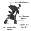 Dream On Me Volgo Twin Umbrella Stroller, Black - 446-BLK