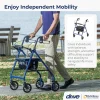 Drive Medical 4-Wheel Rollator Walker With Padded Seat, Backrest And 6-Inch Wheels - Blue