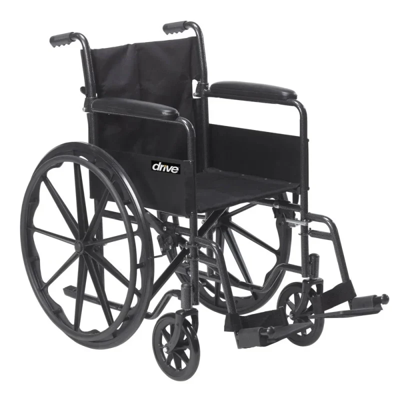 Drive Medical Silver Sport 1 Wheelchair With Full Arms And Swing Away Removable Footrest